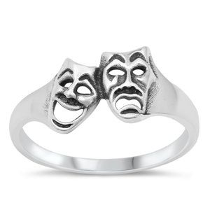 Sterling Silver Smile Now, Cry Later Ring 9 mm